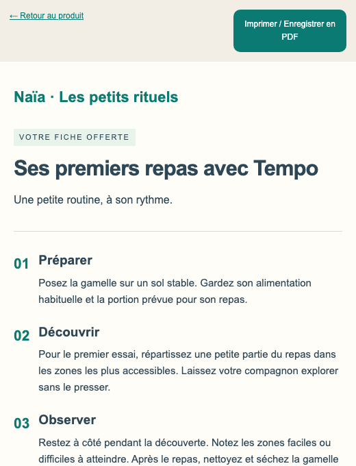 Aperçu de la fiche offerte